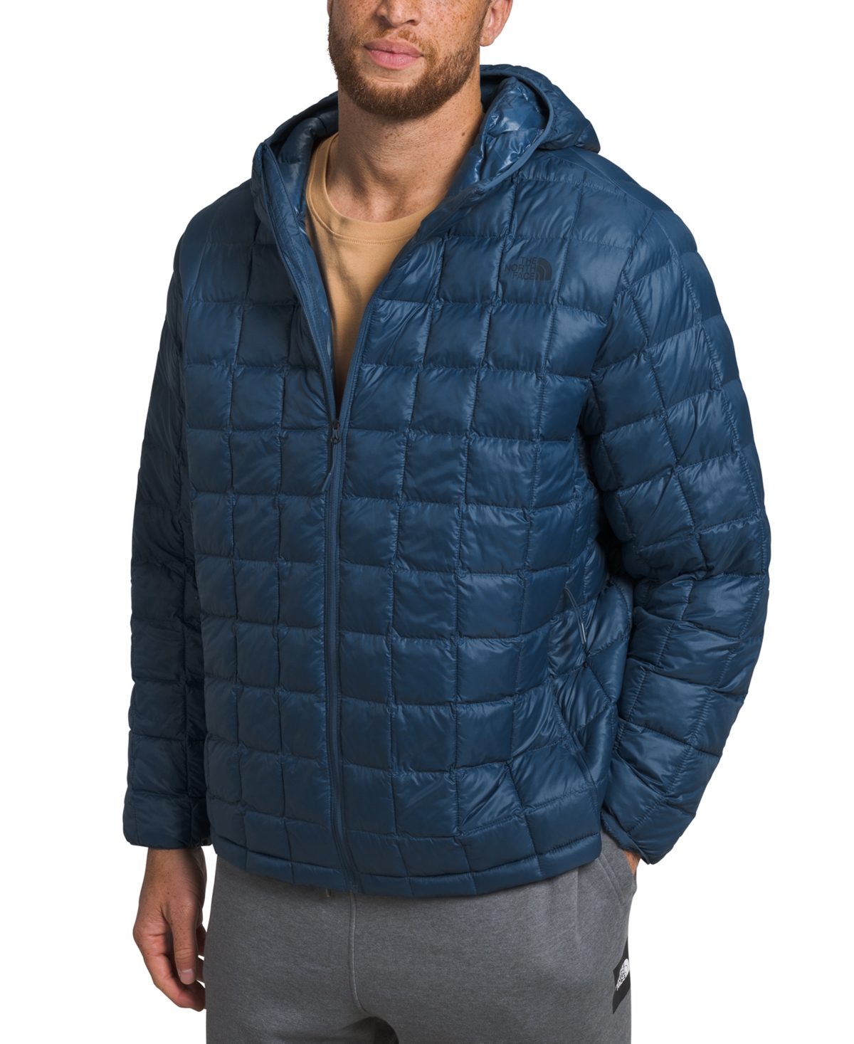The North Face Men's Big Thermoball Packable Zip-front Quilted Hooded Jacket In Shady Blue