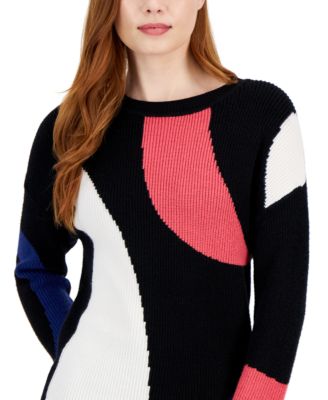 GMOYD Men's Colorblocked Crewneck Sweater - Baggy Knitted Pullover, Textured Casual Top - View #11