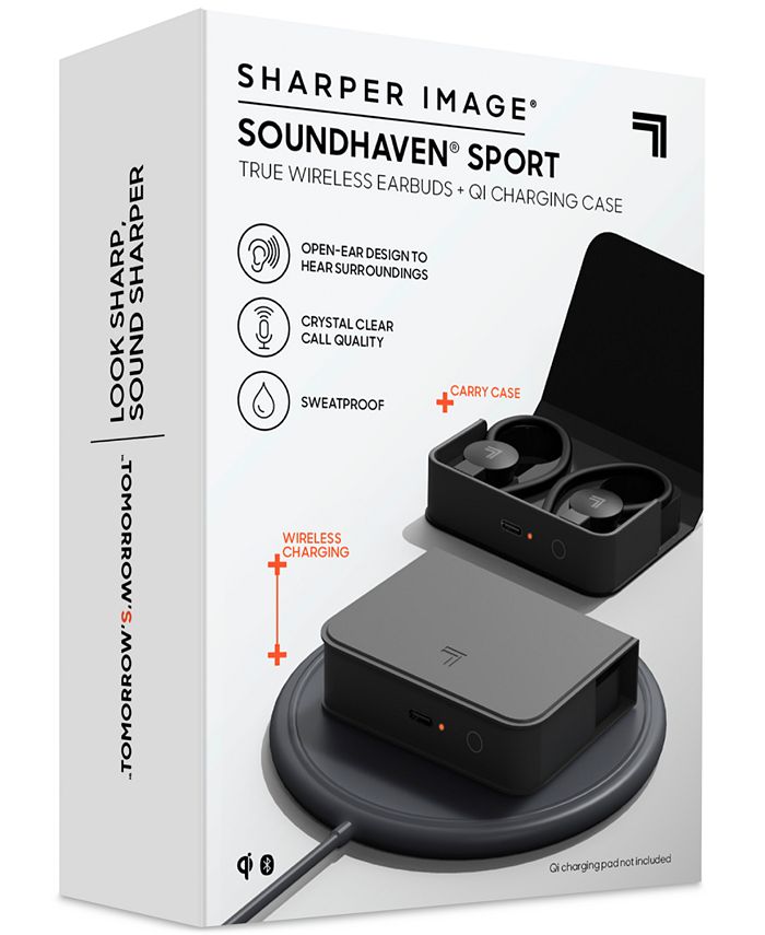 Sharper Image Sound Haven Sport True Wireless Earbuds with Qi Charging Case, Set of 3 Macy's
