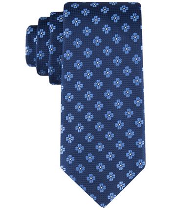 Tommy Hilfiger Men's Classic Daisy Medallion Neat Tie Blue Size Regular
