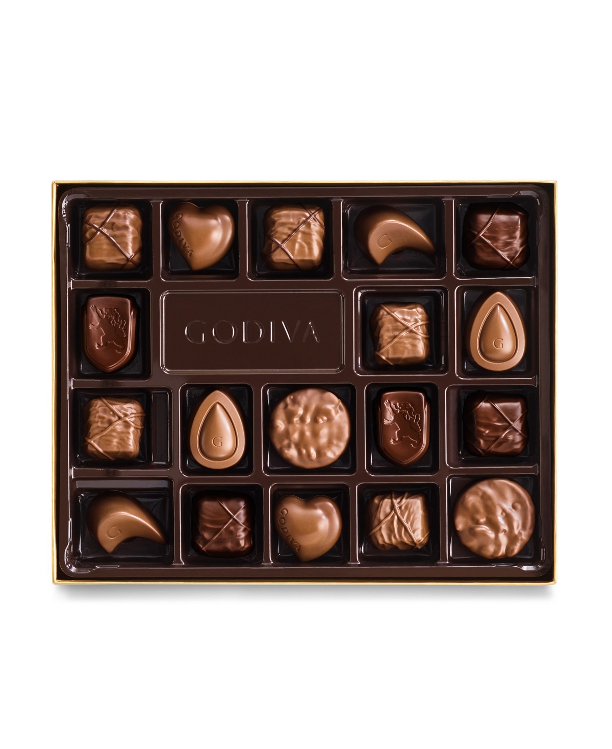 Godiva Chocolatier Assorted Nut and Caramel Chocolate Gold-Tone Gift Box, 18 Piece