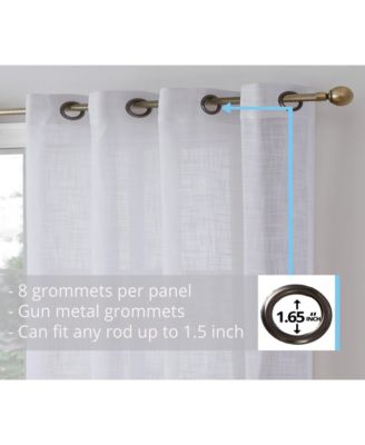 Madison Faux Linen Textured Semi Sheer Privacy Sun Light Filtering Transparent Window Grommet Long Thick Curtains Panels, Set of 2