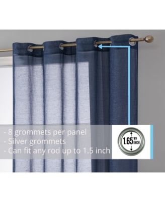 Sierra Burlap Flax Linen Semi Sheer Privacy Light Filtering Transparent Window Grommet Thick Curtains Panels, Set of 2