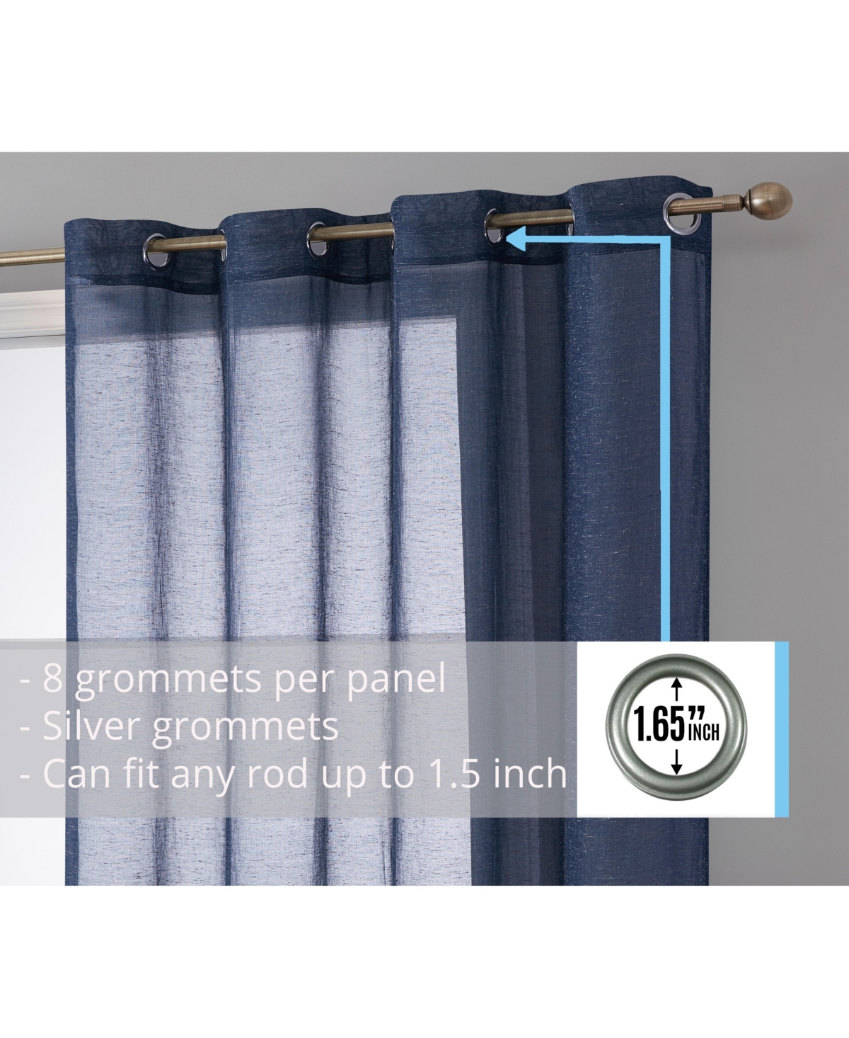 Hlc.me Sierra Burlap Flax Linen Semi Sheer Privacy Light Filtering Transparent Window Grommet Thick Curtains Drapery Panels for Office & Living Room