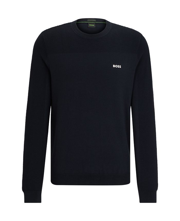 Hugo Boss Men's Dry-Flex Fabric Branded Crew-Neck Sweater - Macy's