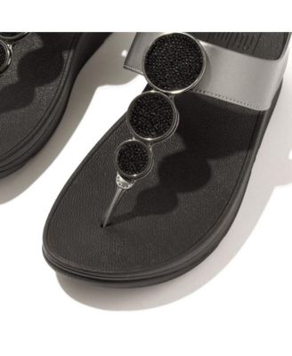 Women's Halo Bead-Circle Metallic Toe-Post Sandals