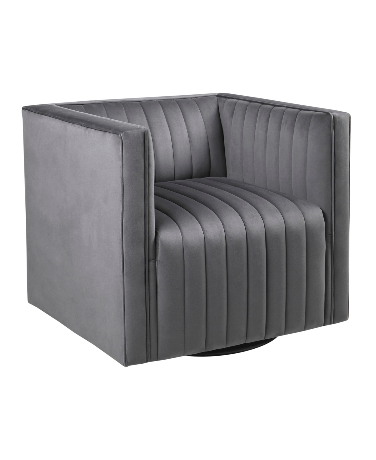 Madison Park Sikora 32" Wide Fabric Channel Tufted Swivel Armchair In Gray