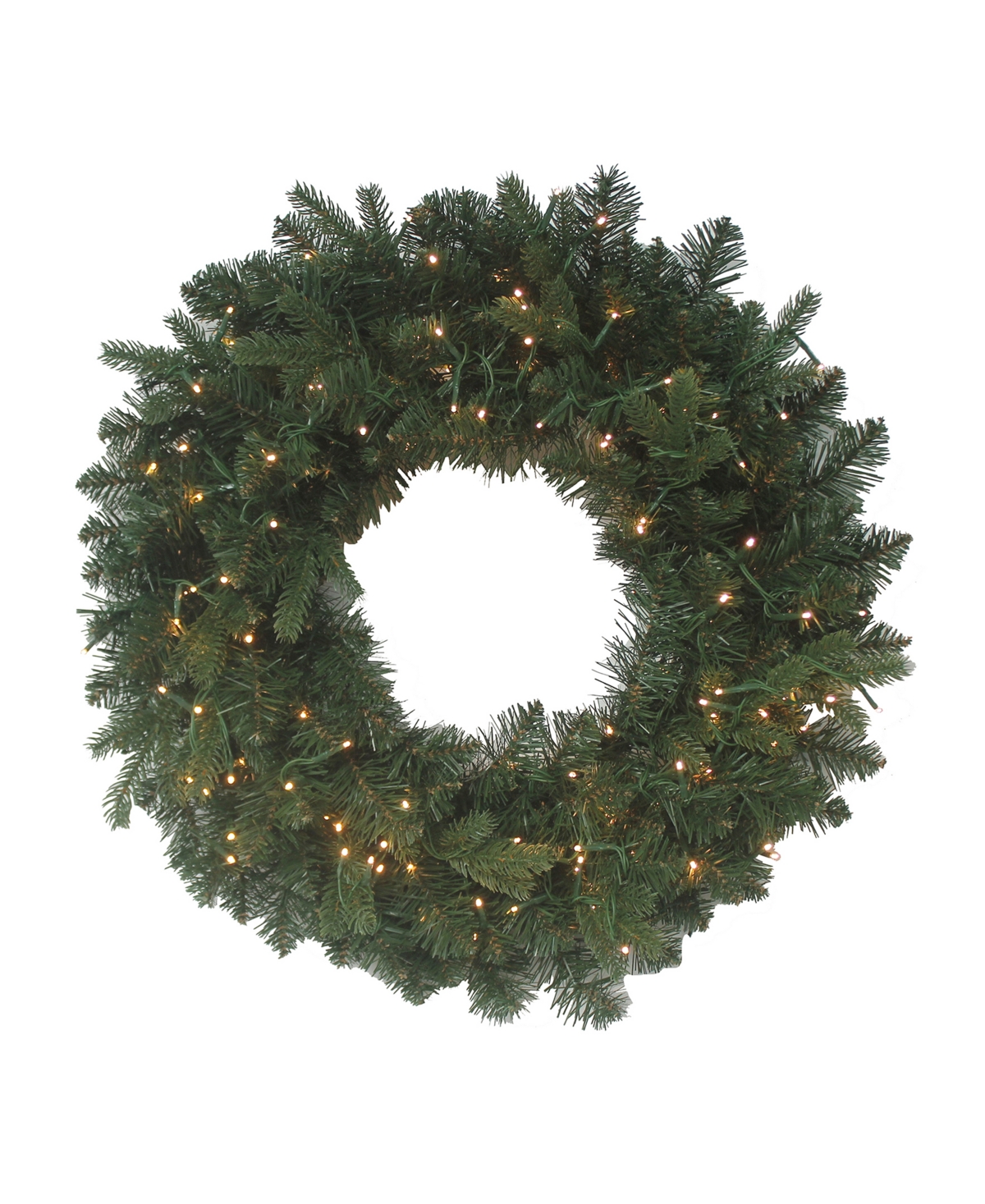 Kurt Adler 24" Battery-operated Led Noble Fir Wreath With Warm Lights In Red
