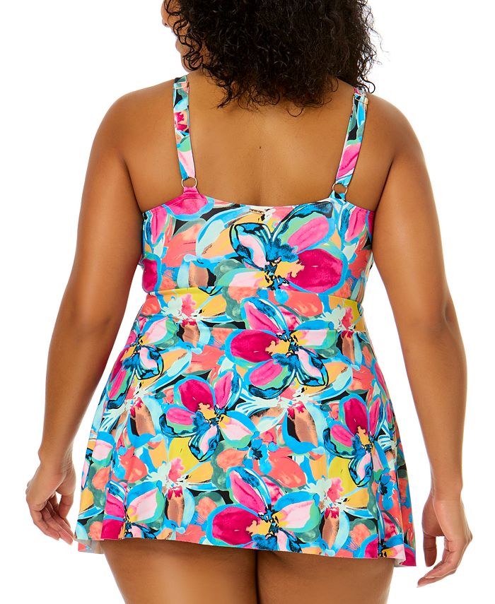 Anne Cole Plus Size Tri Tankini Top | Underwire Surplice Style With Removable Cups - Multi-colored - View #4