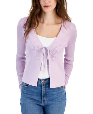 Hooked Up by IOT - Juniors' Long-Sleeve Tie-Front Cardigan Sweater