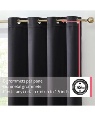 Oxford Room Darkening Curtains for Bedroom, Noise Reduction Thermal Insulated Window Curtain Grommet Panels, Set of 2
