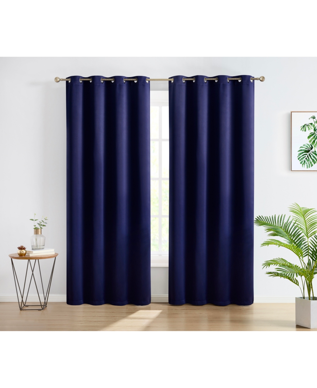 Oxford Blackout Curtains for Bedroom, Noise Reduction Thermal Insulated Window Curtain Grommet Panels, Set of 2 - Navy blue