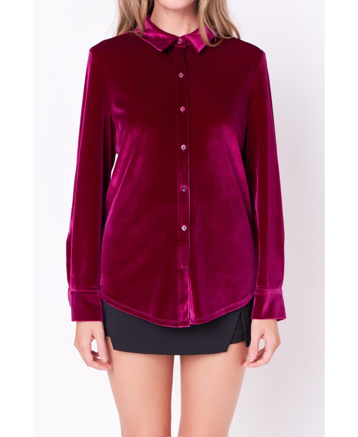 Women's Velvet Classic Shirt - Berry