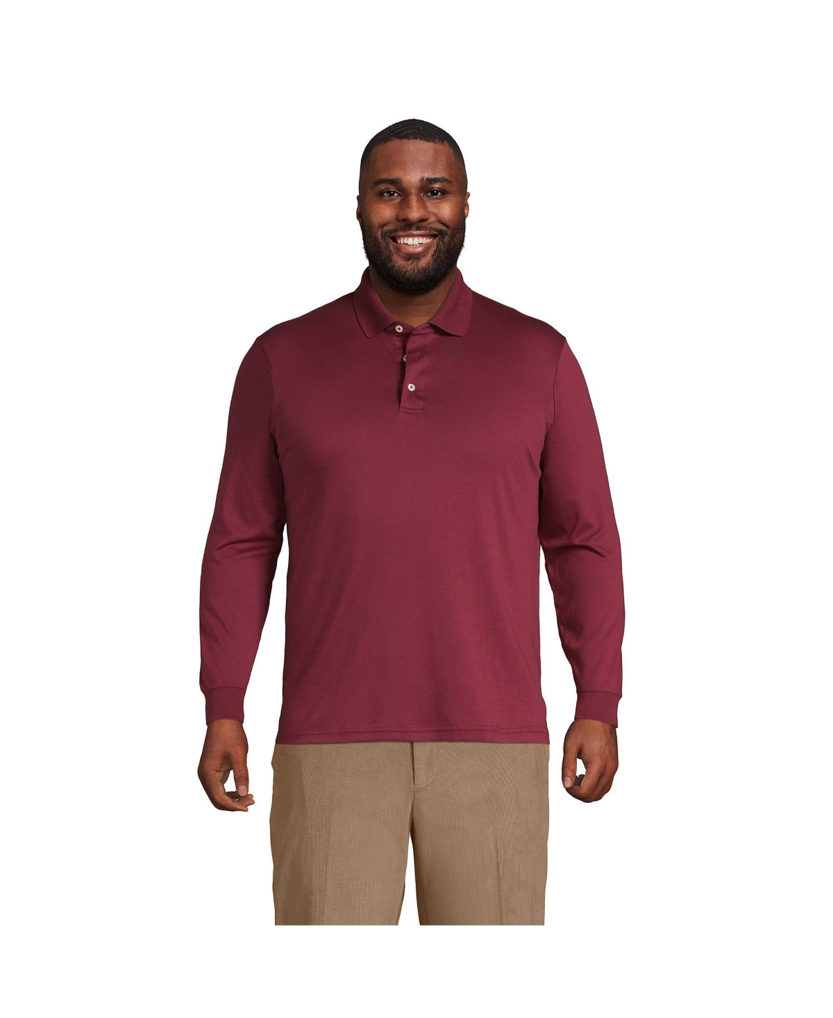 Lands End Men s Big Tall Long Sleeve Supima Interlock Polo Shirt Smart Closet
