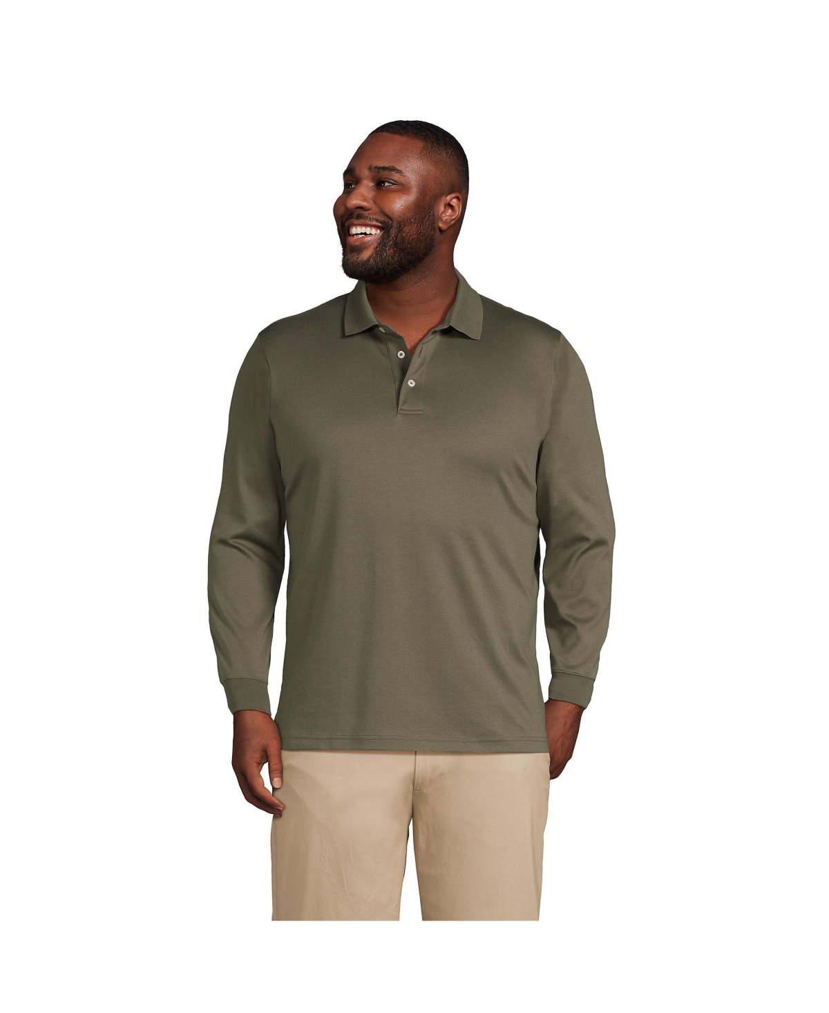 Lands End Men s Big Tall Long Sleeve Supima Interlock Polo Shirt Smart Closet