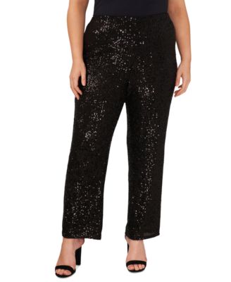 Vince Camuto - Plus Size Sequined Pull-On Flare Pants