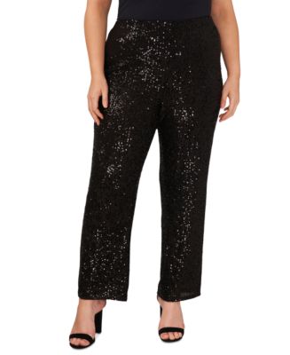 Vince Camuto Plus Size Sequined Pull-On Flare Pants - Macy's