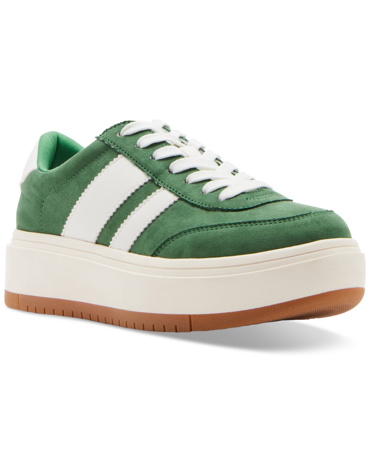 Madden Girl Navida Lace-up Low-top Platform Sneakers In Green,white