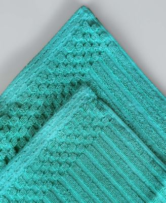 Soho Checkered Border Cotton Ribbed Textured Ultra-Absorbent Towel, 3 Piece Set