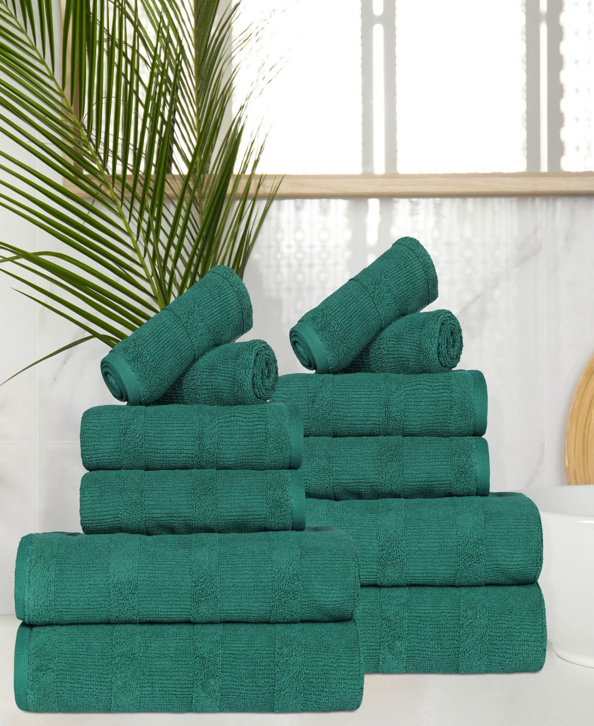 Superior Roma Ribbed Turkish Cotton Quick-Dry Solid Assorted Highly Absorbent Towel
