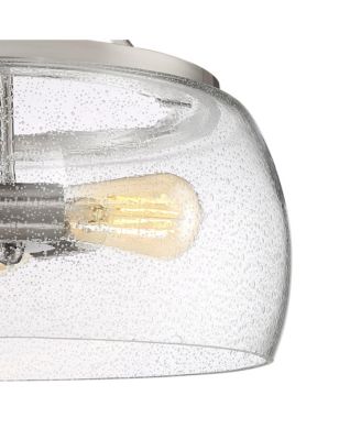 Charleston Satin Nickel Pendant Chandelier 16" Wide Rustic Farmhouse Seeded Clear Glass LED 3-Light Fixture for Dining Room House Foyer Entryway Kitchen Bedroom Living Room - Franklin Iron Works