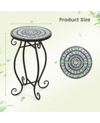 Outdoor Plant Stand with Weather-Resistant Ceramic Tile Top for Patio or Garden