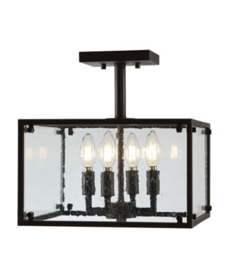 Paysan Iron/Seeded Glass Rustic Farmhouse LED Flush Mount
