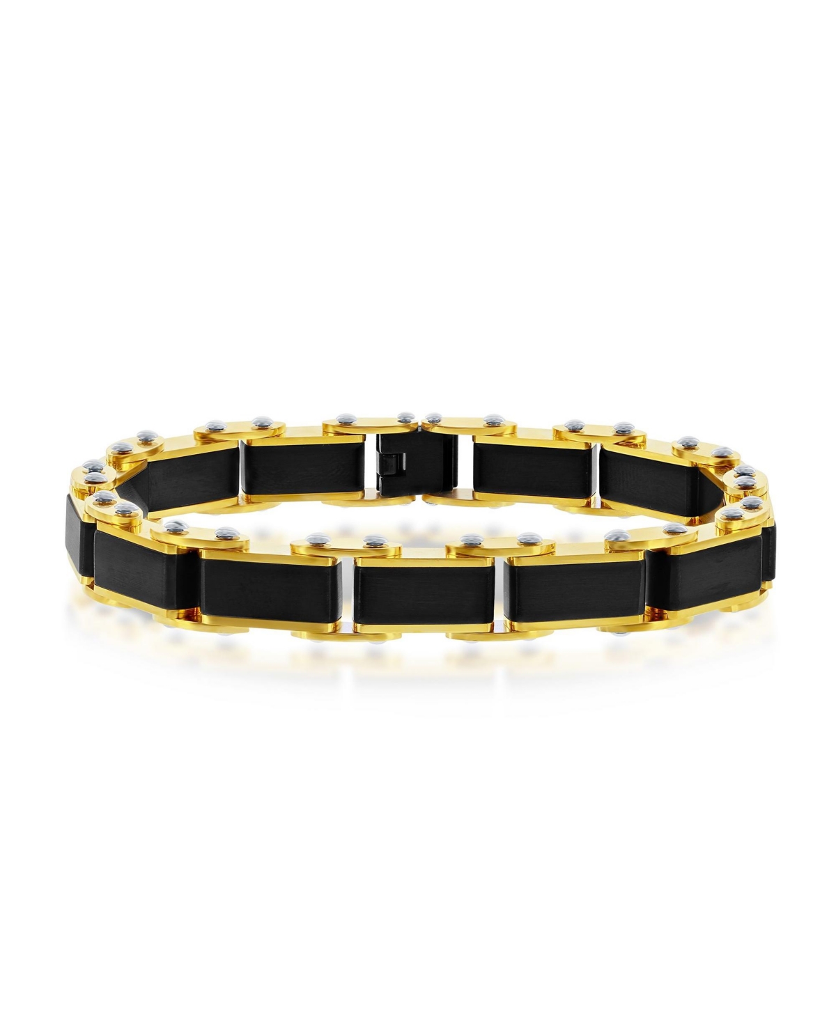 Stainless Steel Industrial Link Bracelet - Black  gold