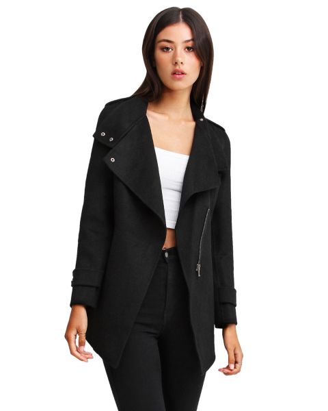 Женское пальто Belle & Bloom Bad Girl Wool Blend Moto, цвет: Чёрный