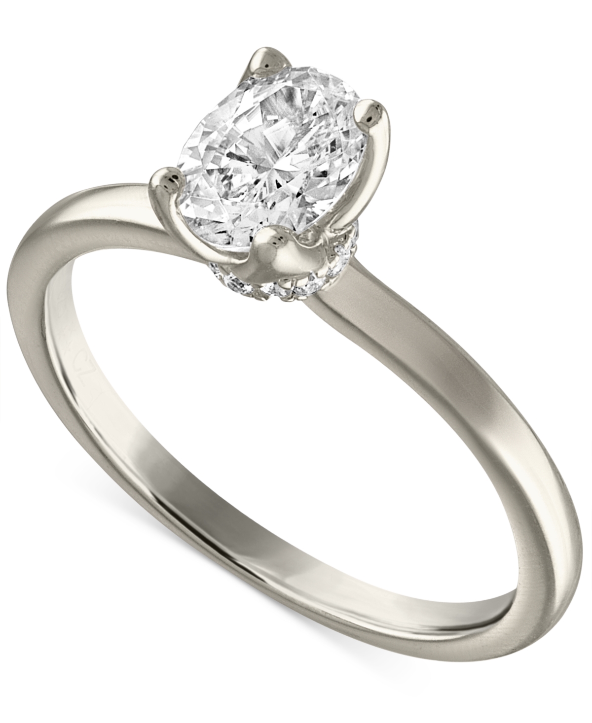 Certified Diamond Oval-Cut Solitaire Engagement Ring (3/4 ct. t.w.) in 14k White Gold Featuring Diamonds ith the De Beers Code of Origin, Crea