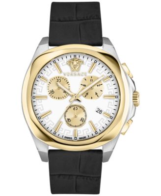 Versace - Women's Swiss Chronograph Medusa Black Leather Strap Watch 40mm