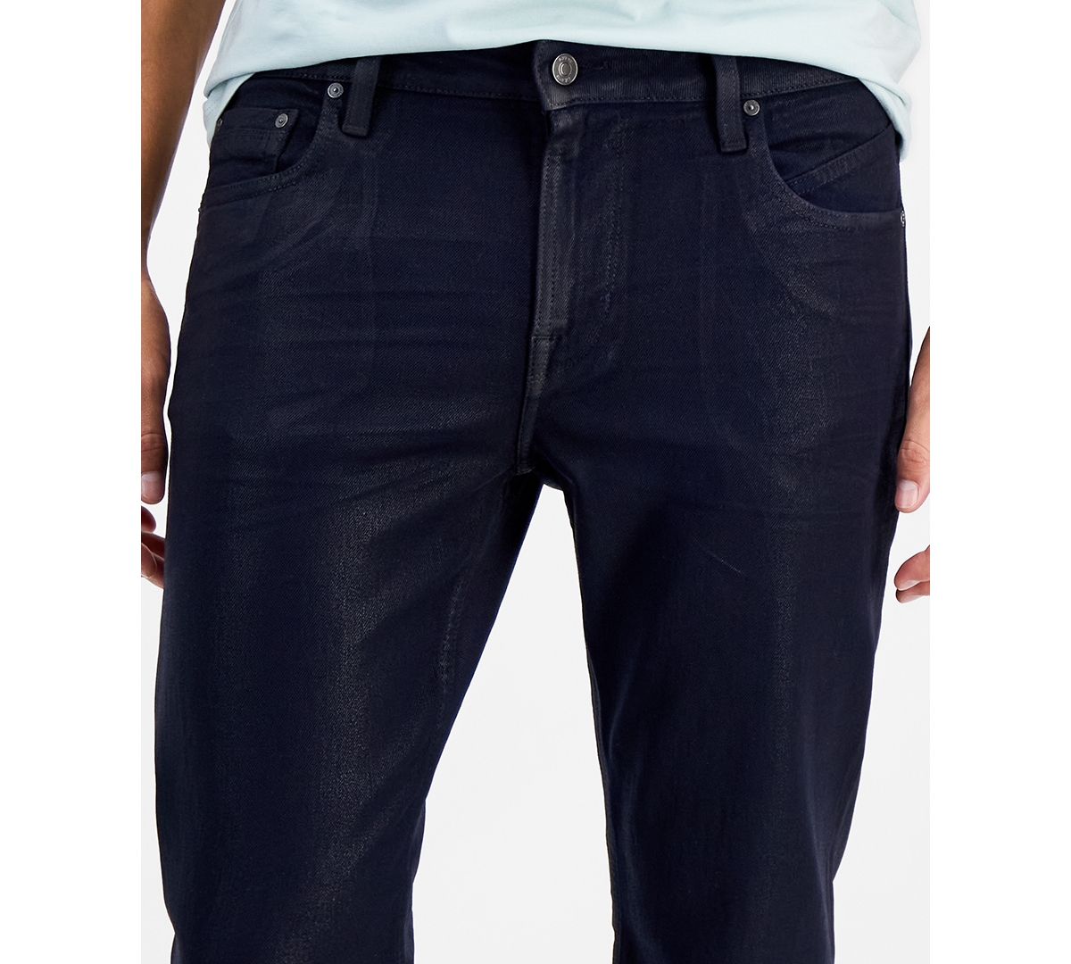Shop Guess Men's Slim-fit Tapered Coated Jeans In Smart Blue Coated