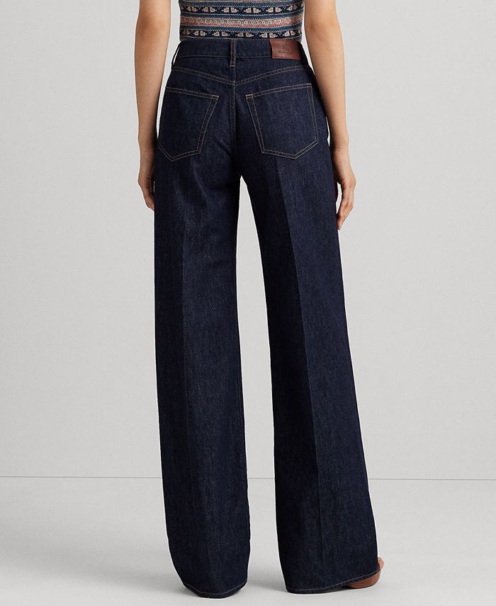 Lauren Ralph Lauren Women's Mid-Rise Wide-Leg Jeans, Regular and Petite ...