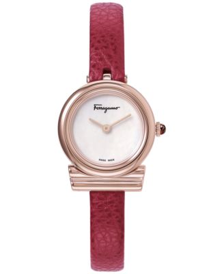 Ferragamo - Women's Swiss Gancini Red Leather Strap Watch 22mm