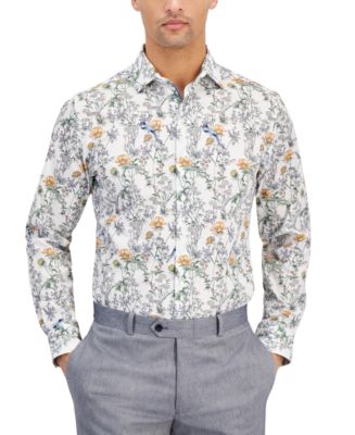 Bar III Men's Slim-Fit Bird Floral Dress Shirt, Created for Macy's - Macy's