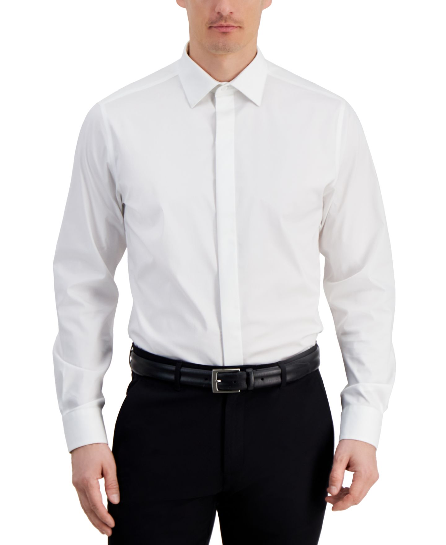 Мужская рубашка Alfani Covered Placket Tuxedo Shirt, Regular & Slim Fit, цвет: Яркий белый — фото 1