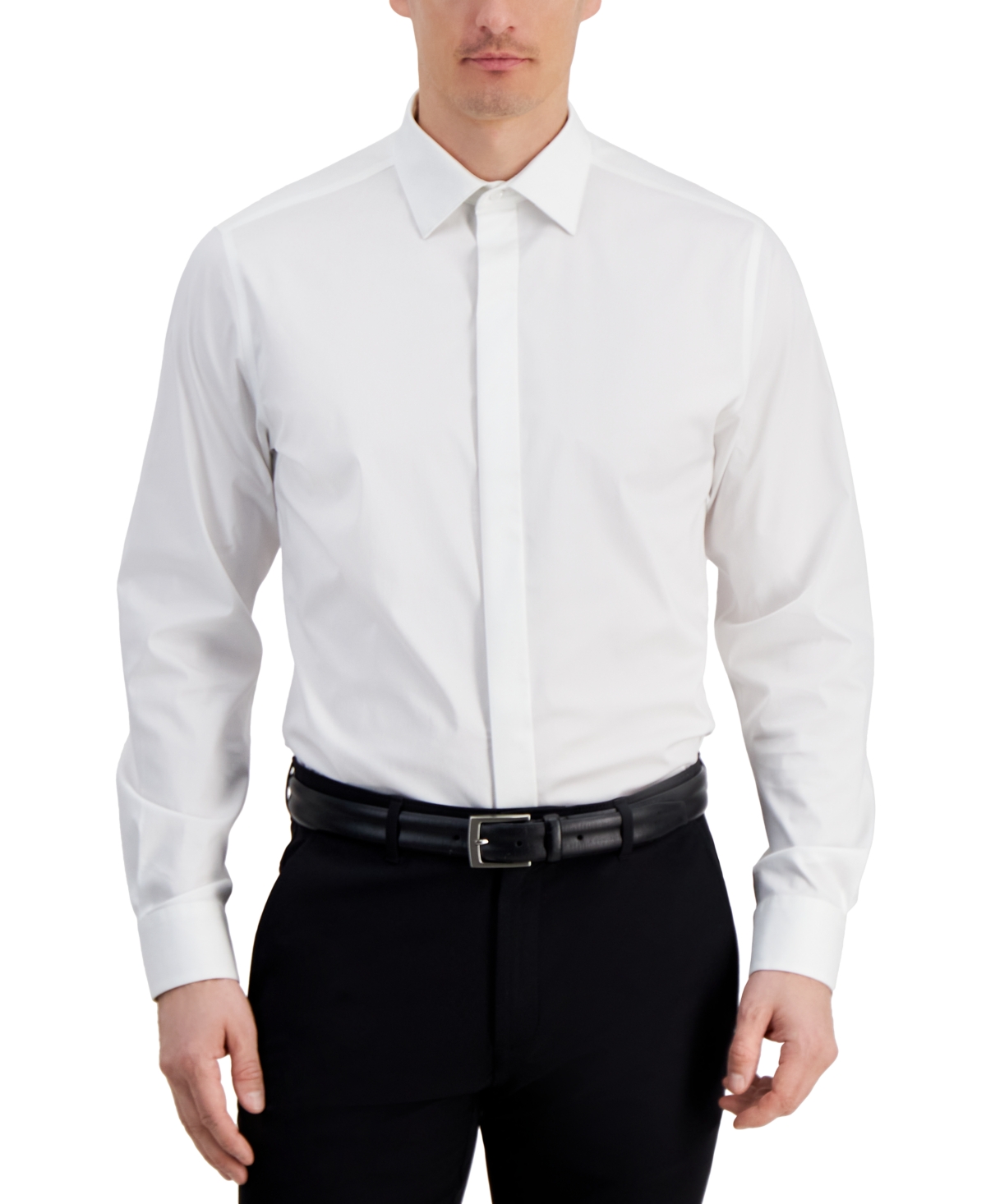 Alfani Men's Solid Dress Shirt, Created For Macy's In Bright White