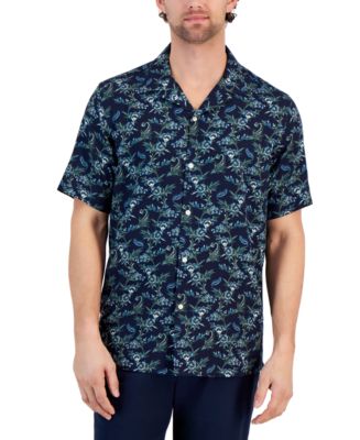 Club Room Men's Floral-Print Camp Shirt, Created for Macy's - Macy's