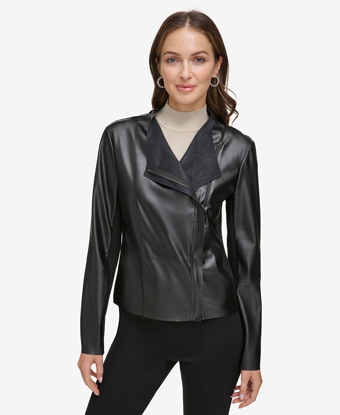 Leather top jacket dkny