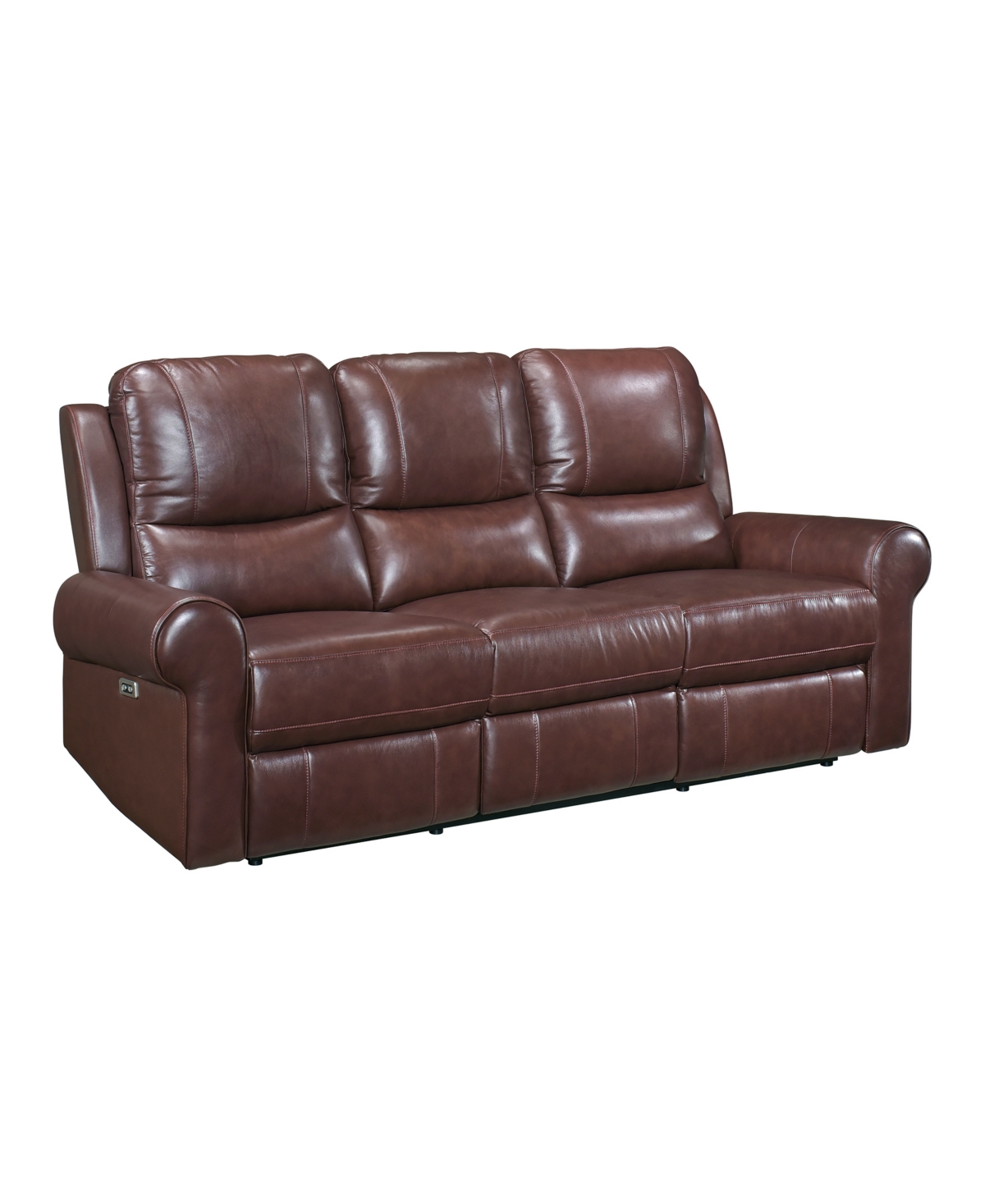 Homelegance White Label Florentina 82" Leather Match Power With Power Headrests Double Reclining Sofa In Brown