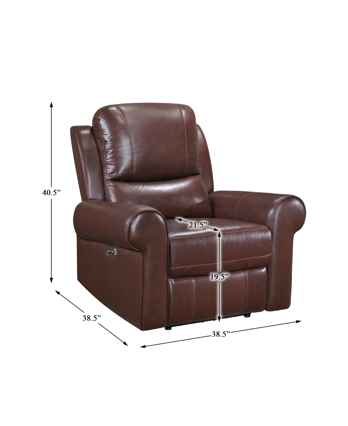 HOMELEGANCE WHITE LABEL FLORENTINA 39" LEATHER MATCH POWER WITH POWER HEADREST RECLINING CHAIR 