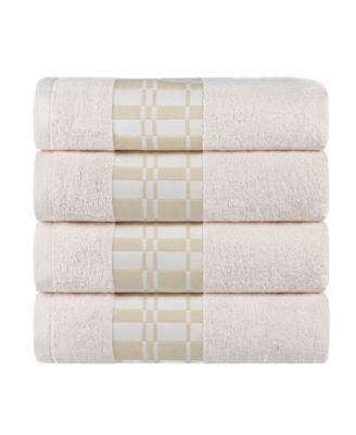 Larissa Geometric Embroidered Jacquard Border Cotton 4-Pc. Bath Towel Set