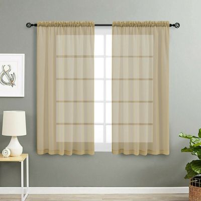 2 Pack Basic Home Rod Pocket Sheer Voile Window Curtains