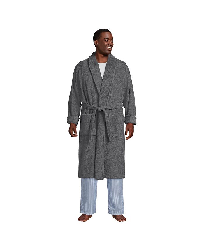 Lands' End Men's Big & Tall Calf Length Turkish Terry Robe Macy's