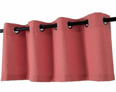 1 Piece Moroccan Sparkle Rod Pocket Semi Sheer Voile Beaded Trim Window Valance - Tan