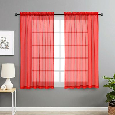 2 Pack Basic Home Rod Pocket Sheer Voile Window Curtains
