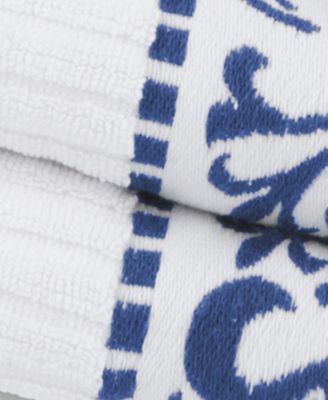 Athens Cotton with Greek Scroll and Floral Pattern Assorted, 6 Piece Bath Towel Set