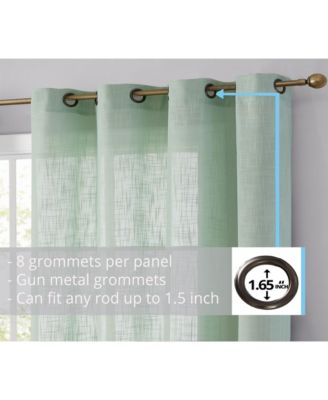 Abbey Faux Linen Textured Semi Sheer Privacy Sun Light Filtering Transparent Window Grommet Long Thick Curtains Drapery Panels for Bedroom & Living Room, 2 Panels