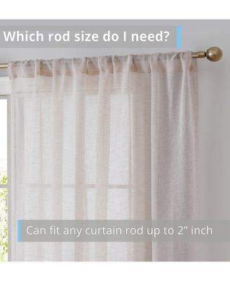 Penelope Faux Linen Textured Semi Sheer Privacy Sun Light Filtering Transparent Window Rod Pocket Thick Curtain Panels, Set of 2