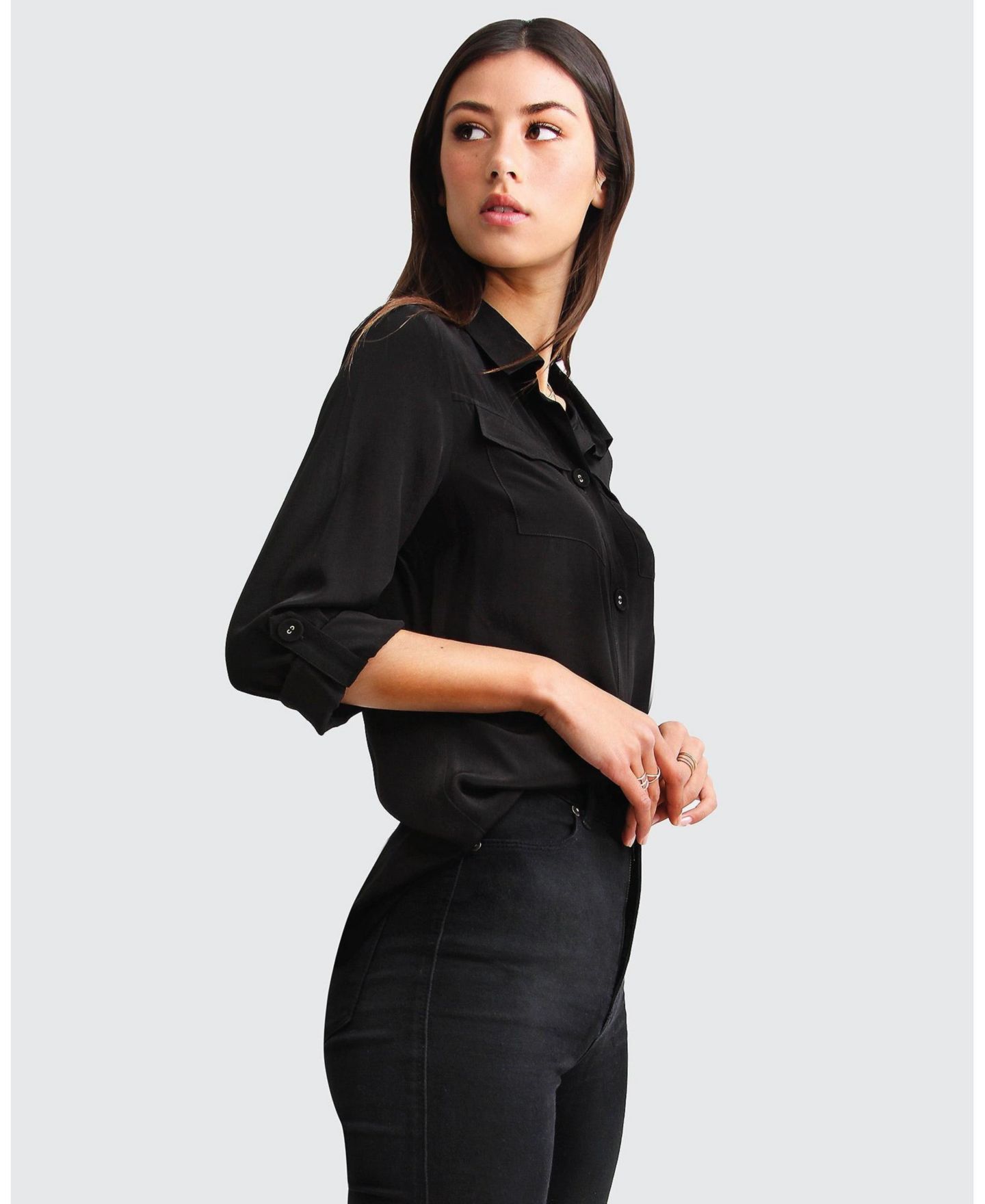 Женская блузка Belle & Bloom Eclipse Rolled Sleeve, цвет: Чёрный — фото 3